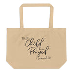 For This Child I Have Prayed Samuel 1:27 Large Organic Cotton Tote Bag