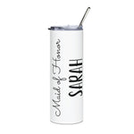 Maid of Honor Custom Name Stainless Steel Tumbler w/ Lid & Straw
