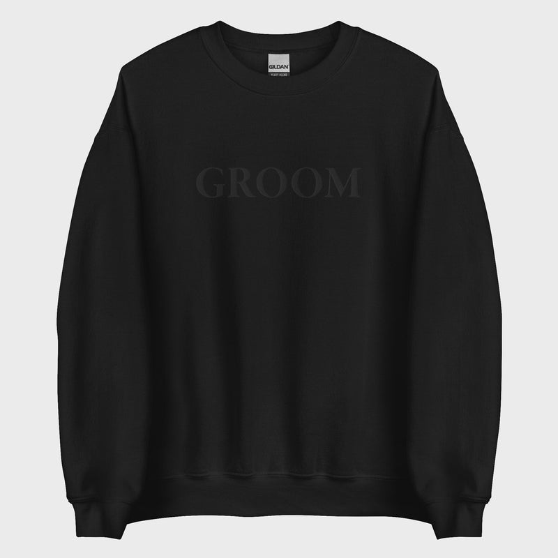 Groom Embroidered Men's Black Sweatshirt - Engagement Wedding Shirt